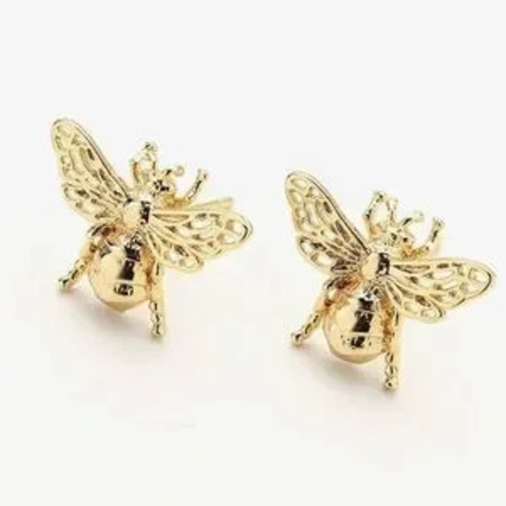 Gold Bumble Bee Earrings (7004)